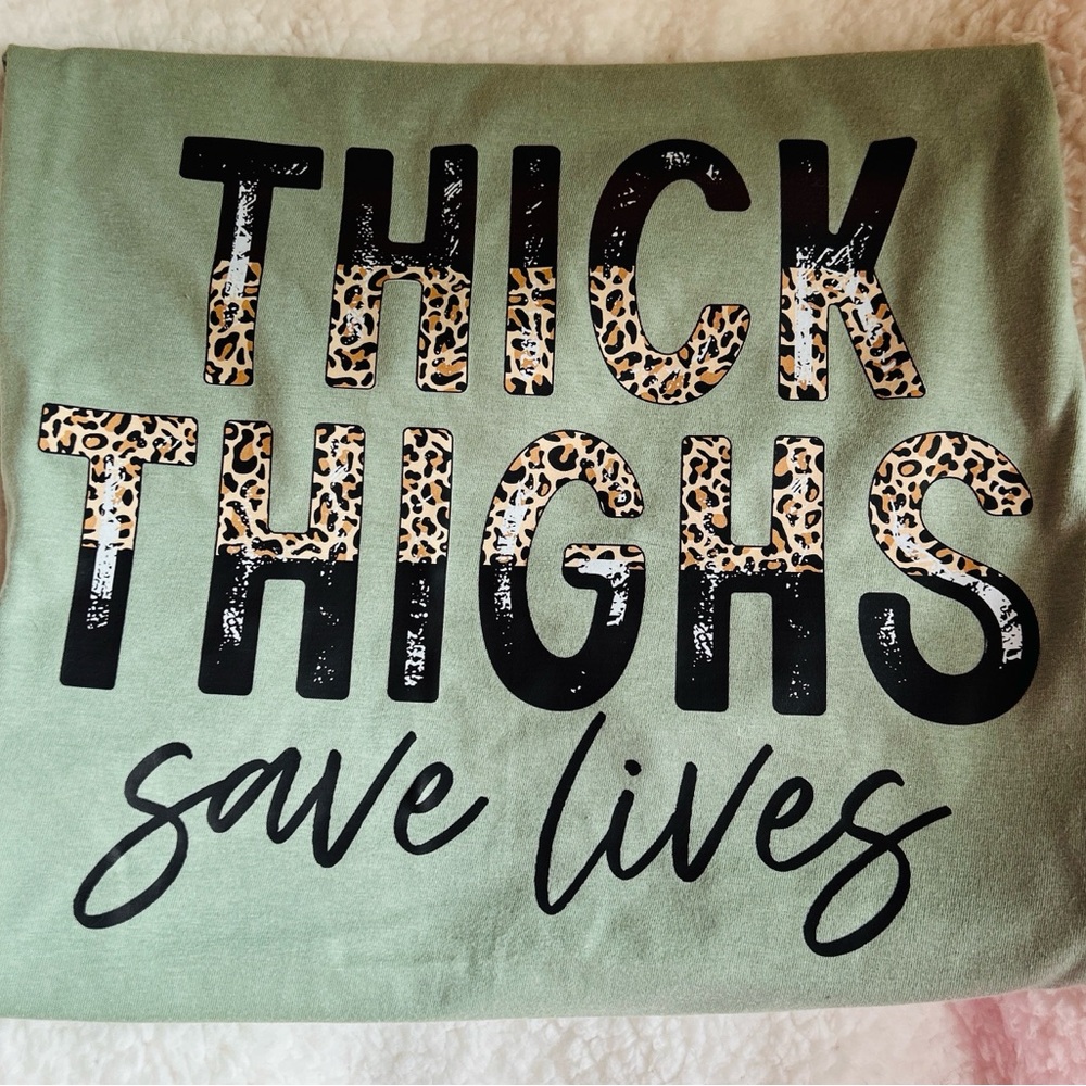 Green Graphic Tee with Leopard Print Letters